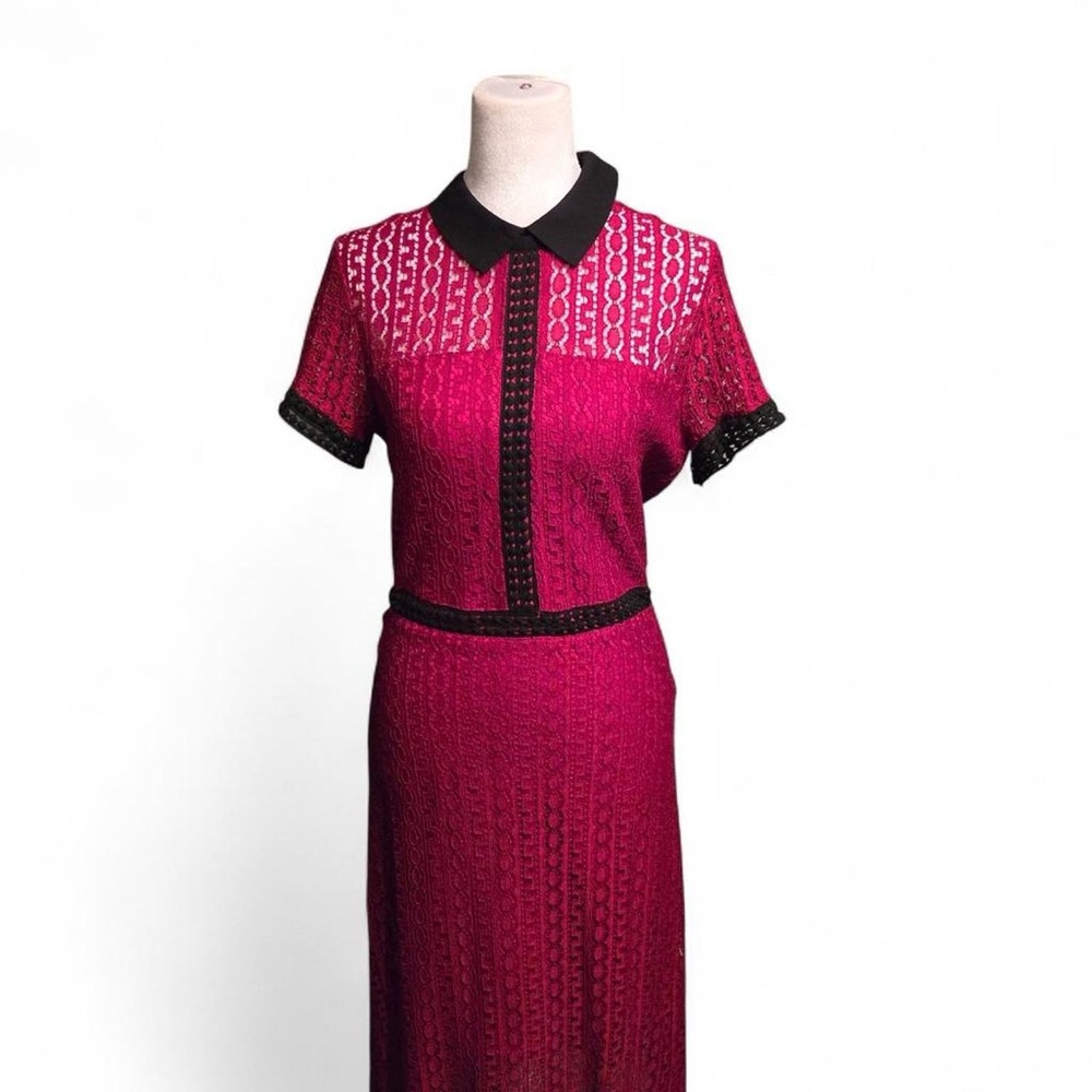 Fashion Union Red and Black Midi Dress